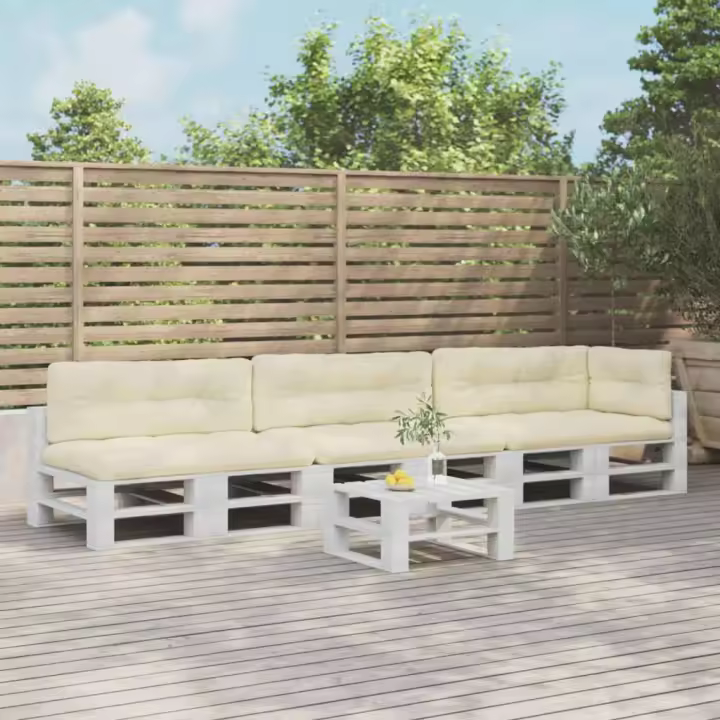 vidaXL Cojines para palés 7 piezas tela color crema - 1
