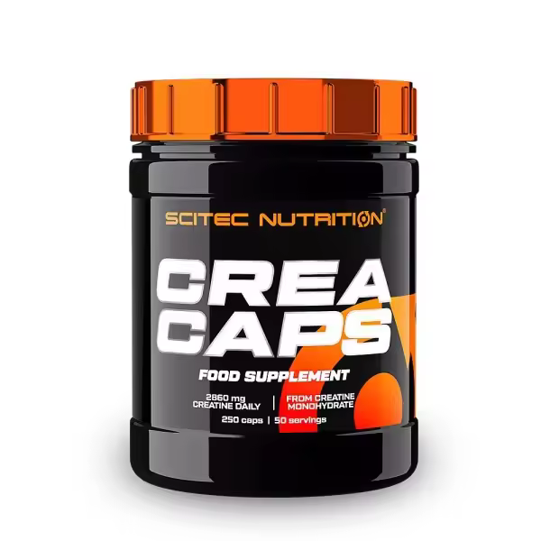 SCITEC Nutrition Crea Caps - Suplemento de creatina - 250 cápsulas - Mejora el rendimiento físico - Encapsulado - Incrementa la masa muscular - Favorece la recuperación. - 1