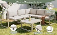 Conjunto de salón de Jardín (4-5 plazas), Conjunto de muebles de Jardín de cuero Verde, Moderno conjunto de sofá de exterior con todos los muebles de asiento y Zapatos, Conjunto de balcón, jardín y Terraza, color albaricoque - details 1