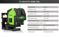 Nivel De Láser Verde Huepar 2 Líneas 2 Puntos Plumb Ángulo De Fan Self-leveling 130° Cruzada Vertical Y Horizontal Herramientas De Nivelación - details 1