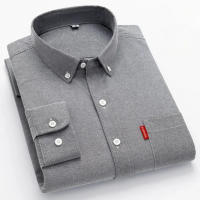 Camisa Clásica De Algodón 100% Para Hombres Manga Larga Monochroma Con Solapa Y Bolsillo Suave Y Slim Para Negocios - details 13