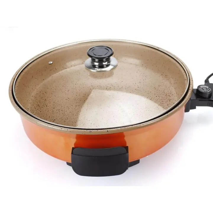 BeproHome Tekno Cheff Grill Natural Stone Evolution 40 cm  Pizza Pan, Paellera con Tapa Vidrio y Mangos tacto frio - 1