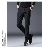 Pantalones Casuales Para Hombre Invierno Terciopelo Grueso Cálido Ajustados Estilo Recto Elásticos Pantalones Largos Para Jóvenes - details 4