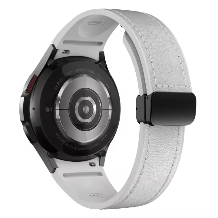 Correa De Cuero Genuino Y Silicona Para Samsung Galaxy Watch 7 6 5 44mm 40mm 20 Bracelet Galaxy Watch 6 4 Classic 47mm 46mm 43mm 42mm Unisex - 1
