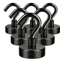 6Pcs Gancho Magnético Negro 15 Lbs (Aproximadamente 7Kg) Para Colocaciones Internas Cocinas Lugares De Trabajo Oficinas Y Garage - details 0