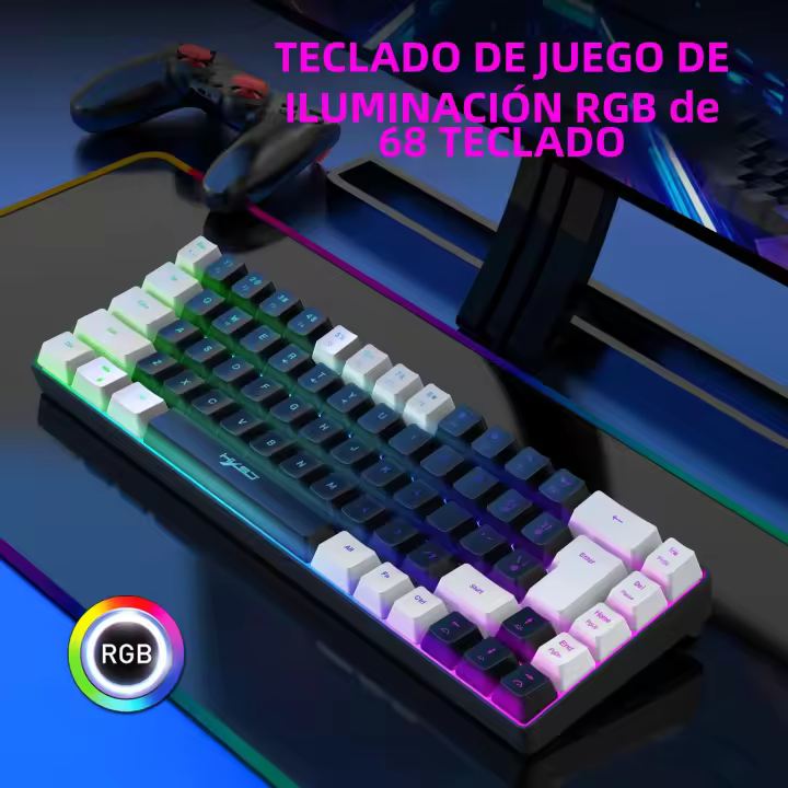 Teclado De Juego Tredy HXSJ V200 60% Diseño Ergonómico Ligero Antighosting RGB Retroiluminado Teclado De Máquina Sentido Alambre - 1