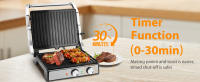 AIGOSTAR Parrilla Eléctrica, Grill, Panini, Sandwichera, 2000W. Regulador de temperatura, apertura 180º - details 2