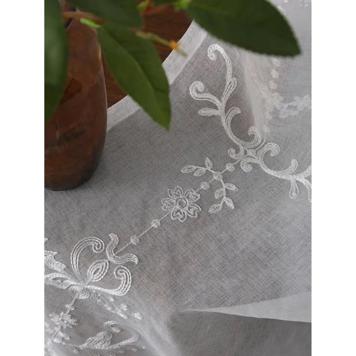Cortinas Blancas De Encaje Floral Transparentes Para Sala Y Dormitorio Estilo Coreano Material 100% Poliéster Panel Único - 1