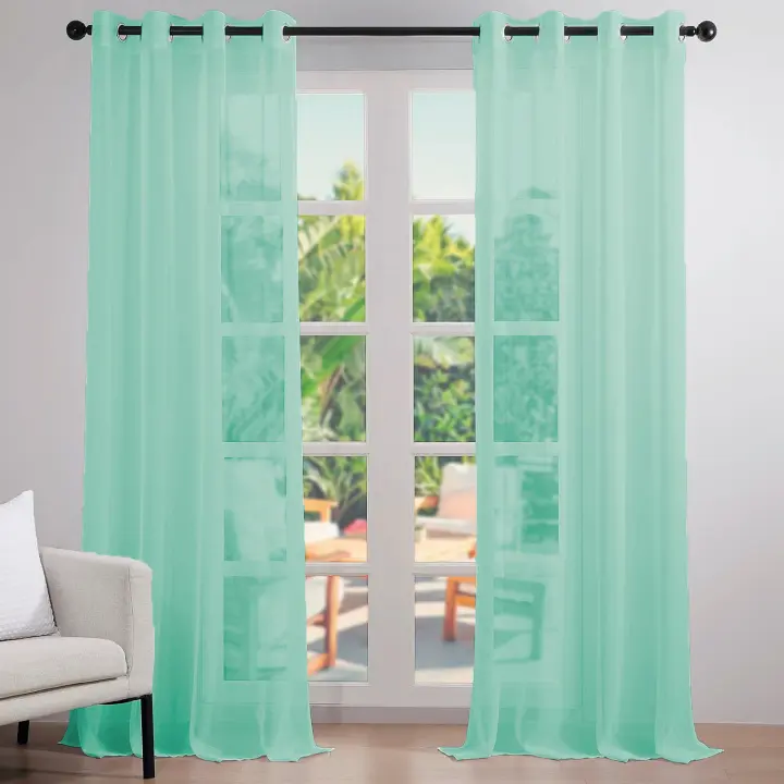Vivid Torral - Pack 2 Visillos Confeccionados Translúcido Efecto Lino, Elegante, Decoración 140 x 260 cm (unidad) 8 Ojales/Argollas (Contiene 2 Unidades) - 1