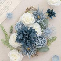 Juego De Flores Artificiales Azul Y Blanco Para Boda Decoración Interior Y Exterior DIY Regalo De Fiesta Accesorios De Flores - details 2