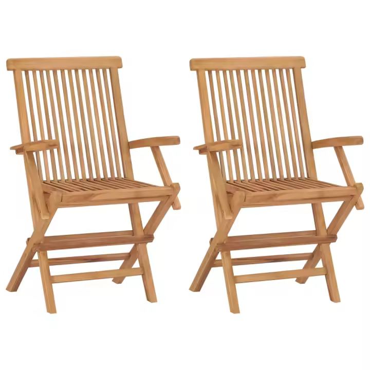 vidaXL Sillas de jardín madera maciza de teca Set de 2/3/4/6/8 - 1