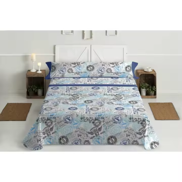 Lois - Juego de Sábanas Lois SELLOS Azul Cama de 180 - 1