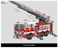 MOC Technical City Ladder Firetruck Building Blocks Set Policiales Con Camión De Agua Para Niños Juguetes De Bloques De Construcción - details 14