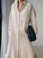 Camisa De Punto De Algodón Y Lino Para Mujer Moda Verano Elegante Cardigan Irregular Suéter De Manga Larga Cierre Único - details 6