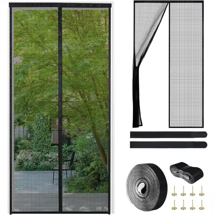 Mosquitera Magnética de Fibra de Vidrio para Puertas, 90x200 cm, Cortina Mosquitera para Puerta sin Taladrar, Malla de Alta Densidad, Antiarañazo y Mosquitos para Puertas Correderas, Balcón, Sótano Y - 1