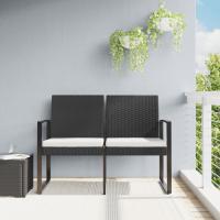 vidaXL Banco jardín 2 plazas cojines PP aspecto de ratán en color Gris oscuro/Negro/Marrón | acolchados duraderos para sofás de jardín terraza exterior - details 1