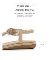 CA Sandalias de mujer de talla grande 2025 con tiras y diamantes de imitación, tacón plano y caña baja. - details 10