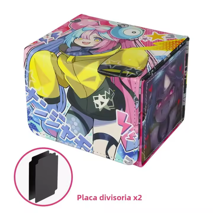 Caja De Almacenamiento Para Tarjetas De Colección De Juegos De Mesa TCG Caja De Cuero Para Tarjetas Anime Apta Para 100+ Tarjetas Sobrecubiertas - 1
