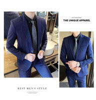 Traje De Moda Para Hombre Slim Fit Con Rayas Conjunto De Dos Piezas Casual Y Negocios Pantalones Y Chaqueta Para Primavera Y Otoño - details 3