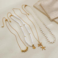 Ingemark 3Pcs/Set Collar De Perla Simulada Bohemio Con Estrella De Mar Y Escalopado Para Mujer Joyería De Cadena Elegante Regalo - details 7