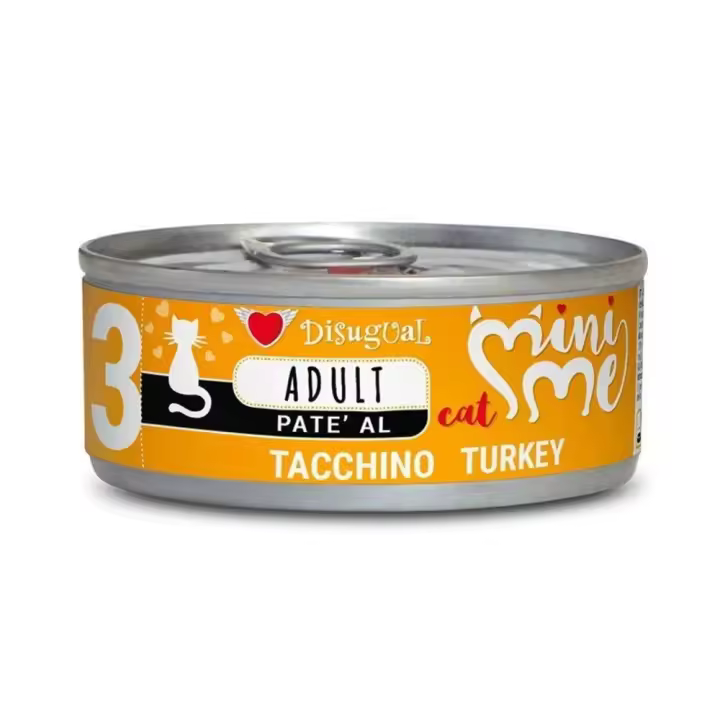 Disugual Mini-Me 3 Latas para Gatos sabor Pavo Pack de 12 x 85 gr - 1