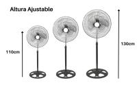 Ventilador de Pie de Alta Potencia 80W, 18pulgadas, 45cm de diametro, Ventilador Altura Regulable hasta 130cm, 3 Velocidad Ajustable, Con base Redondo Ancho para Mayor Estabilidad, Pequeñpos Aparatos de Electricos, Pequeños Electrodomesticos Climatizacion - details 2