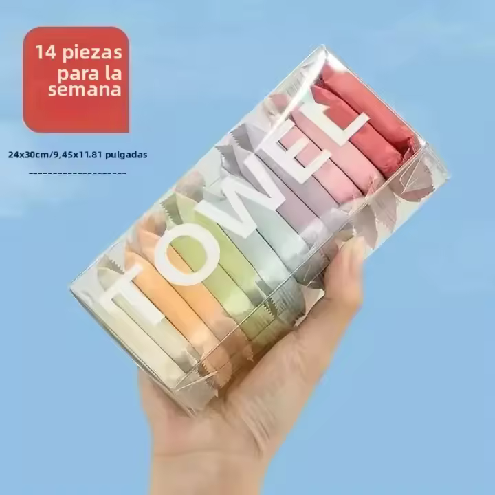 Juego De 14 Toallas Desechables Portátiles Para Viajes Toalla Gruesa Comprimida Cuadrada De Limpieza Facial Belleza Material 100% Poliéster - 1