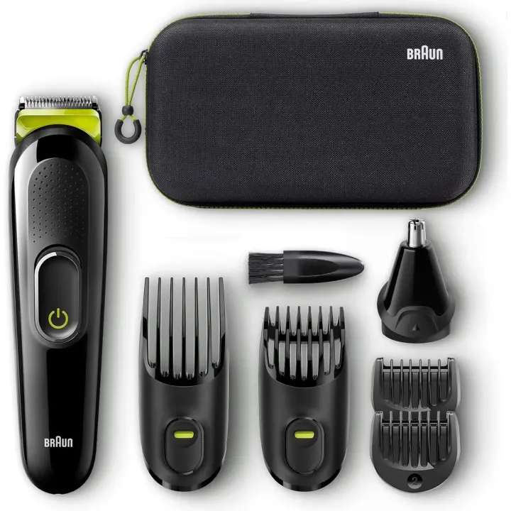 BRAUN MGK3921 TS - Recortadora 6 en 1 para Hombre • Corte Preciso • Incluye 5 Accesorios • Negro/Verde - 1