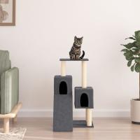 vidaXL Rascador para Gatos con Postes Árbol Torre de Escalada Sisal Color Crema,  Gris claro,  Gris oscuro y mas - details 2