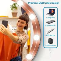 Espejo De Maquillaje Con Luz LED Bombilla USB Cargable Iluminación Para Mesa De Vestir Baño Dimmerizable Luz De Vanidad - details 4