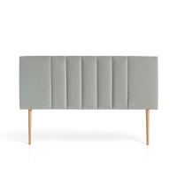 Meimon Cabezal tapizado jaspeado Luna, interior acolchado de algodón guateado, marco de madera de pino y pespuntes decorativos verticales, acabados textiles de aspecto jaspeado y con patas de madera de roble natural - details 1