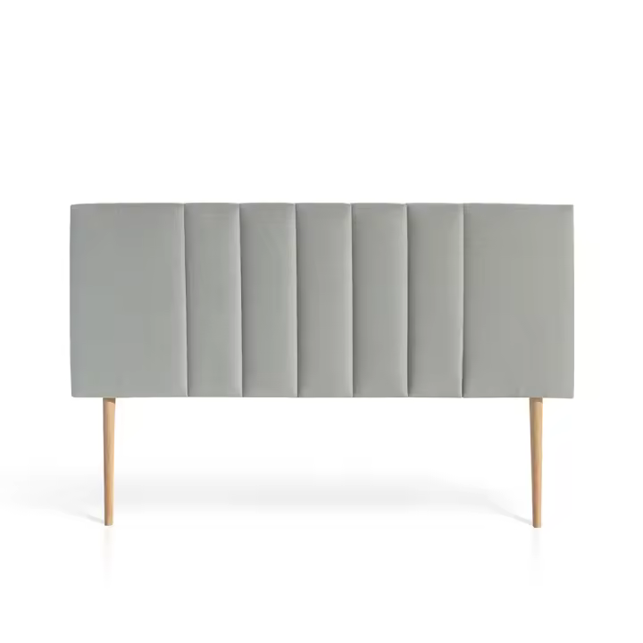 Meimon Cabezal tapizado jaspeado Luna, interior acolchado de algodón guateado, marco de madera de pino y pespuntes decorativos verticales, acabados textiles de aspecto jaspeado y con patas de madera de roble natural - 1