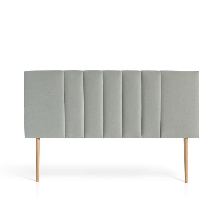 Meimon Cabezal tapizado jaspeado Luna, interior acolchado de algodón guateado, marco de madera de pino y pespuntes decorativos verticales, acabados textiles de aspecto jaspeado y con patas de madera de roble natural - 1