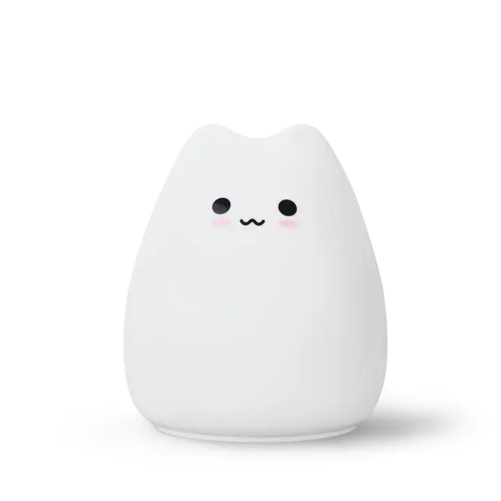 Luz de noche con forma de gatito para dormitorio de niñas, bonita luz de gato, regalo de cumpleaños para niños, bebés, niños pequeños, adolescentes, bonita luz de noche de silicona, decoración para habitación de niños - 1