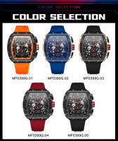 Reloj De Cuarzo MINI FOCUS Para Hombre Con Dial Tonneau Deportivo Y Correa De Silicona Naranja Cronógrafo Resistente Al Choque Con Fecha Automática Y Manos Luminosas - details 2