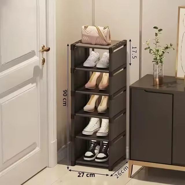 Organizador De Zapatos De Múltiples Capas Estante Ajustable Para Ahorrar Espacio En La Pared Y Los Ángulos Plegable Y Stackable Para El Hogar - 1