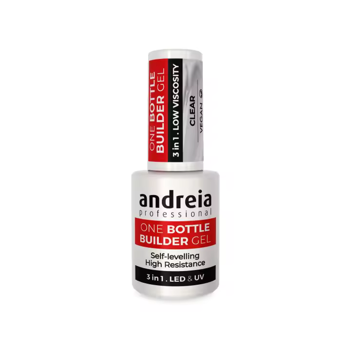 Andreia Professional One Bottle Builder Gel 14mL Clear Gel de Construcción de Uñas 3 en 1 - Gel Autonivelante de Baja Viscosidad para Manicura - 1