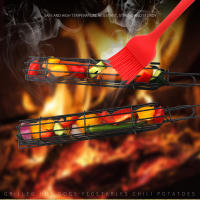 Cesta De Asado Portátil Para Kabob Con Mango De Madera Acero Inoxidable Antideslizante Para Verduras Camarones Carne Hot Dog BBQ - details 3