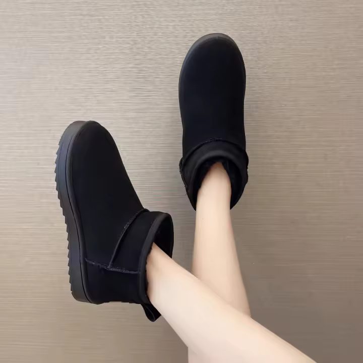 Botas De Nieve Para Mujer Suela Antideslizante Invierno Punta Redonda Cierre SLIP-ON Material De Suela Goma Talla Verdadera - 1