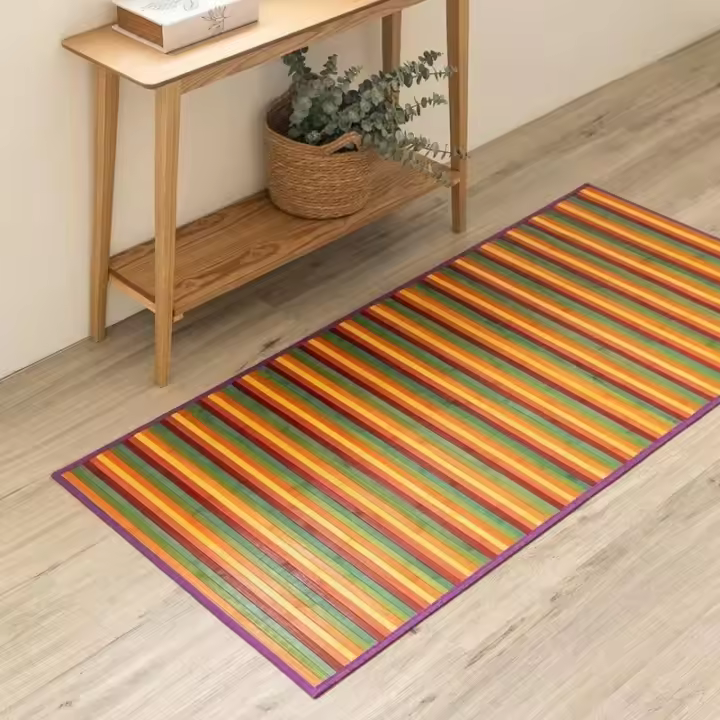 Dcasa Alfombra pasillera de bambú naranja de 75 x 175 cm - 1