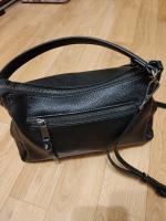 Bolso De Hombro Para Mujer Zency De Cuero Genuino Suave Negro Caqui Beige Gran Capacidad Con Dos Correas Bolso Crossbody - details 1