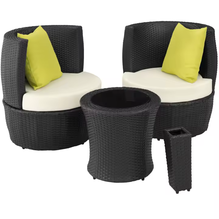 Tectake - Conjunto de ratán y aluminio NIZZA  Conjunto polivalente de muebles de Exterior para dos personas  Fino trenzado de poliratán resistente  Bastidor sólido de aluminio ligero - 1
