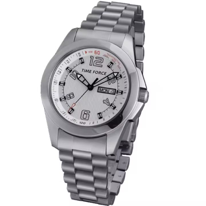 Time Force  Tf3276m02m Reloj De Pulsera Analógico Para Hombre Color Plateado - 1