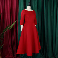 Vestido Elegante Para Mujer 2024 Moderno Cuello Redondo Tres Cuartos Ajustado a La Cadera A-Line Midi Fiesta Cumpleaños Cena Boda - details 15