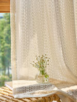 Cortina Japonesa De Tulle Transparente Con Diseño Geométrico Y Crochet Patrón Vacío Para Decoración Del Hogar Con Bolso De Percha - details 2