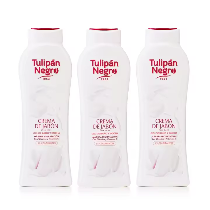 TULIPAN NEGRO, Gel de Baño y Ducha Crema de Jabon 650ml (Pack de 3x650ml), De la Linea Skin Care Tulipan Negro, Máxima Hidratacion y Suavidad para la Piel, Con Glicerina y Vitamina E, Efecto Anti Envejecimiento - 1
