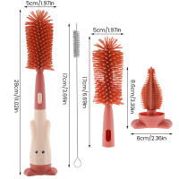 Set De Limpieza Para Botella De Bebé 3 En 1 Con Mango Único Cepillo De Silicona Para Botella Y Chupón Y Limpiador De Pajita Portátil Con Soporte - details 1