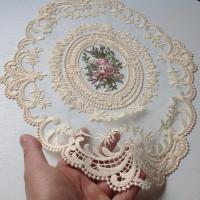 Mantelito De Lámina Ovalada Con Bordado De Encaje Europeo Para Dormitorio Estudio Cocina Tapete Para Taza Comida Fruta Decoración - details 2
