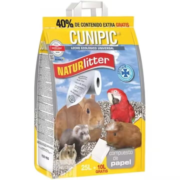 Lecho ecologico de papel reciclado Naturlitter de Cunipic para roedores y aves 10+2 L / 25+10 L - 1