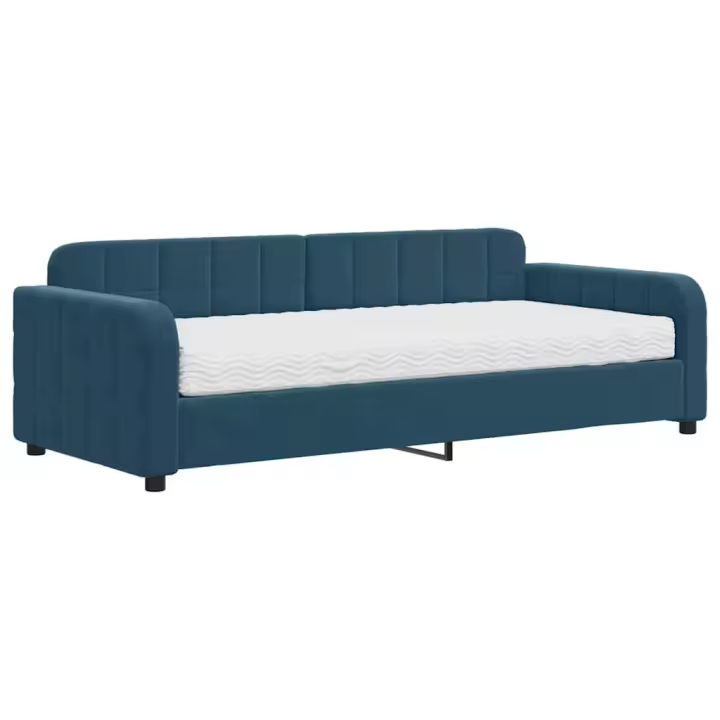 vidaXL Sofá cama con colchón terciopelo azul 90x200 cm - 1